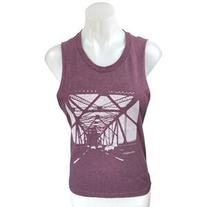 Oaklandish Women's Purple White Sleeveless Graphic Print Bridge Tank Top Size S
